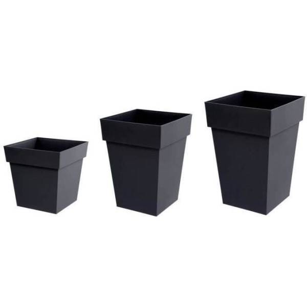 EDA Plastiques - Eda Pot De Fleurs Xxl Toscane - Carre - 43,3 X 43,3 X H 80 Cm - 98 L - Gris Anthracite - Image 2