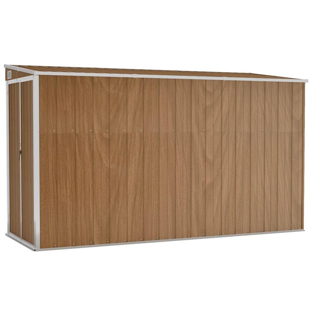 Helloshop26 - Abri de jardin cabane cabanon maison de stockage remise extérieur hangar outils robuste mural 118 x 288 x 178 cm acier galvanisé marron - Imagen 1