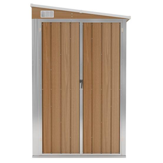 Helloshop26 - Abri de jardin cabane cabanon maison de stockage remise extérieur hangar outils robuste mural 118 x 288 x 178 cm acier galvanisé marron - Imagen 2