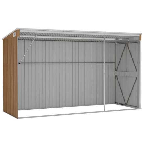 Helloshop26 - Abri de jardin cabane cabanon maison de stockage remise extérieur hangar outils robuste mural 118 x 288 x 178 cm acier galvanisé marron - Imagen 5