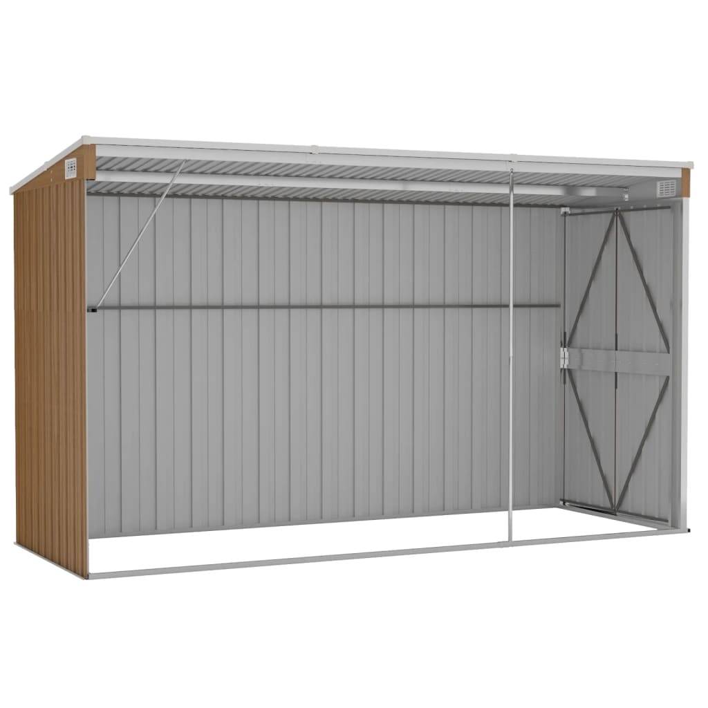 Helloshop26 - Abri de jardin cabane cabanon maison de stockage remise extérieur hangar outils robuste mural 118 x 288 x 178 cm acier galvanisé marron - Imagen 5