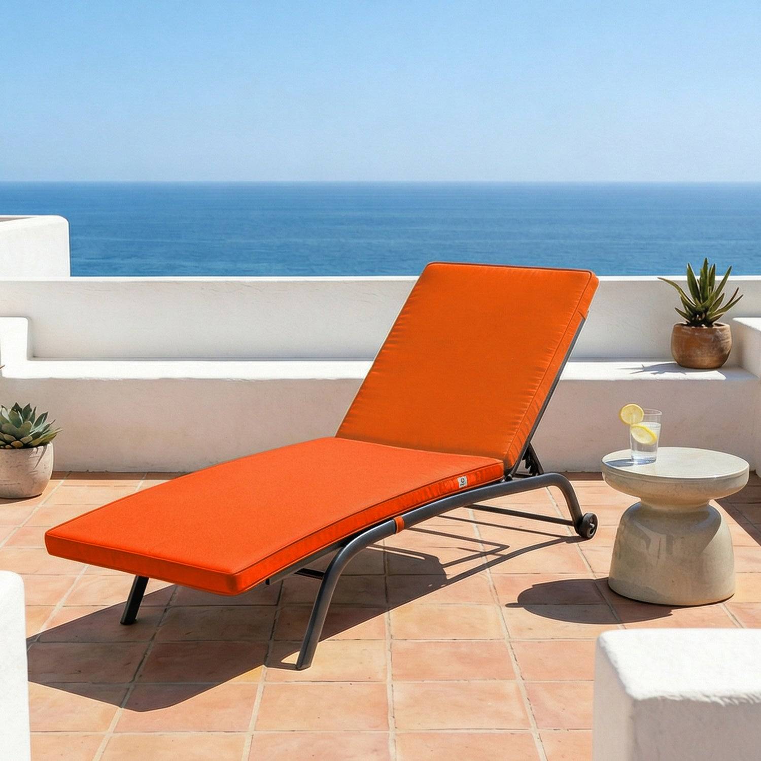 Coussin pour transat déhoussable 185x55x4cm orange - Déco arts - Image 2