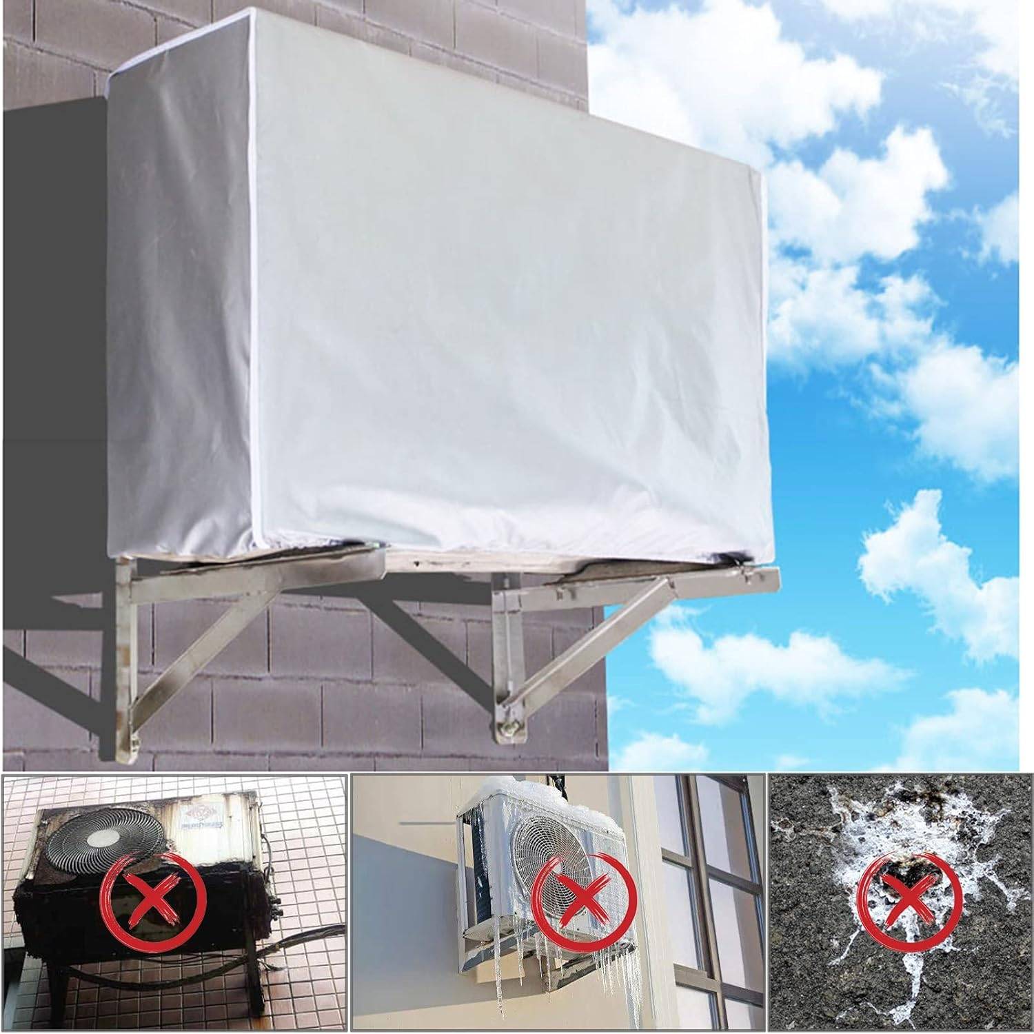 IntiMeg - Housse Climatiseur Exterieur, Étanche Couverture Extérieure de Climatiseur, Housse de Protection Anti-poussière et Anti-Neige (Size : 86x32x56cm) - Image 2