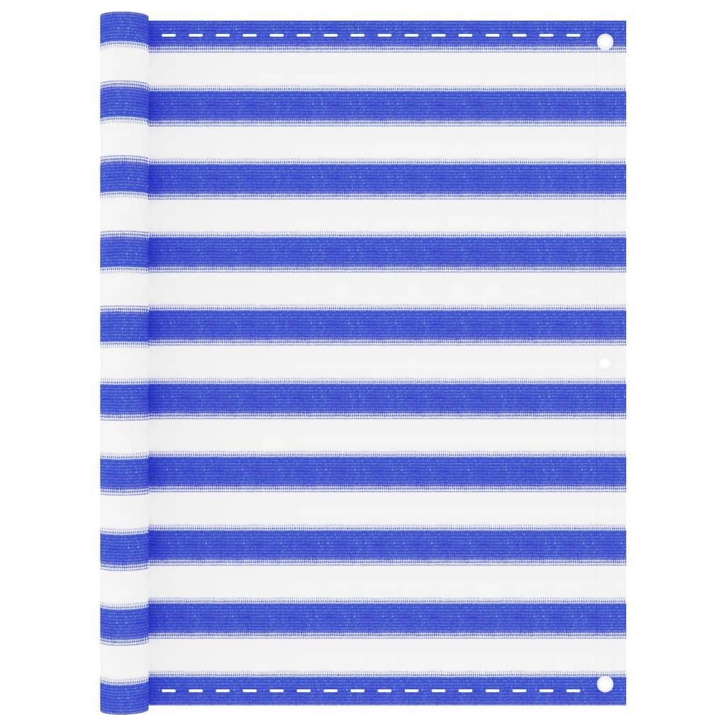 Helloshop26 - Écran de balcon brise pare vue protection confidentialité 120 x 300 cm PEHD bleu et blanc - Imagen 1