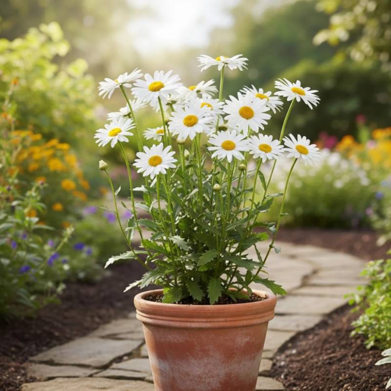 Marguerite d'été Alaska à fleurs Blanche/ - feuillage Caduc - Godet - 5/20 cm - Imagen 3