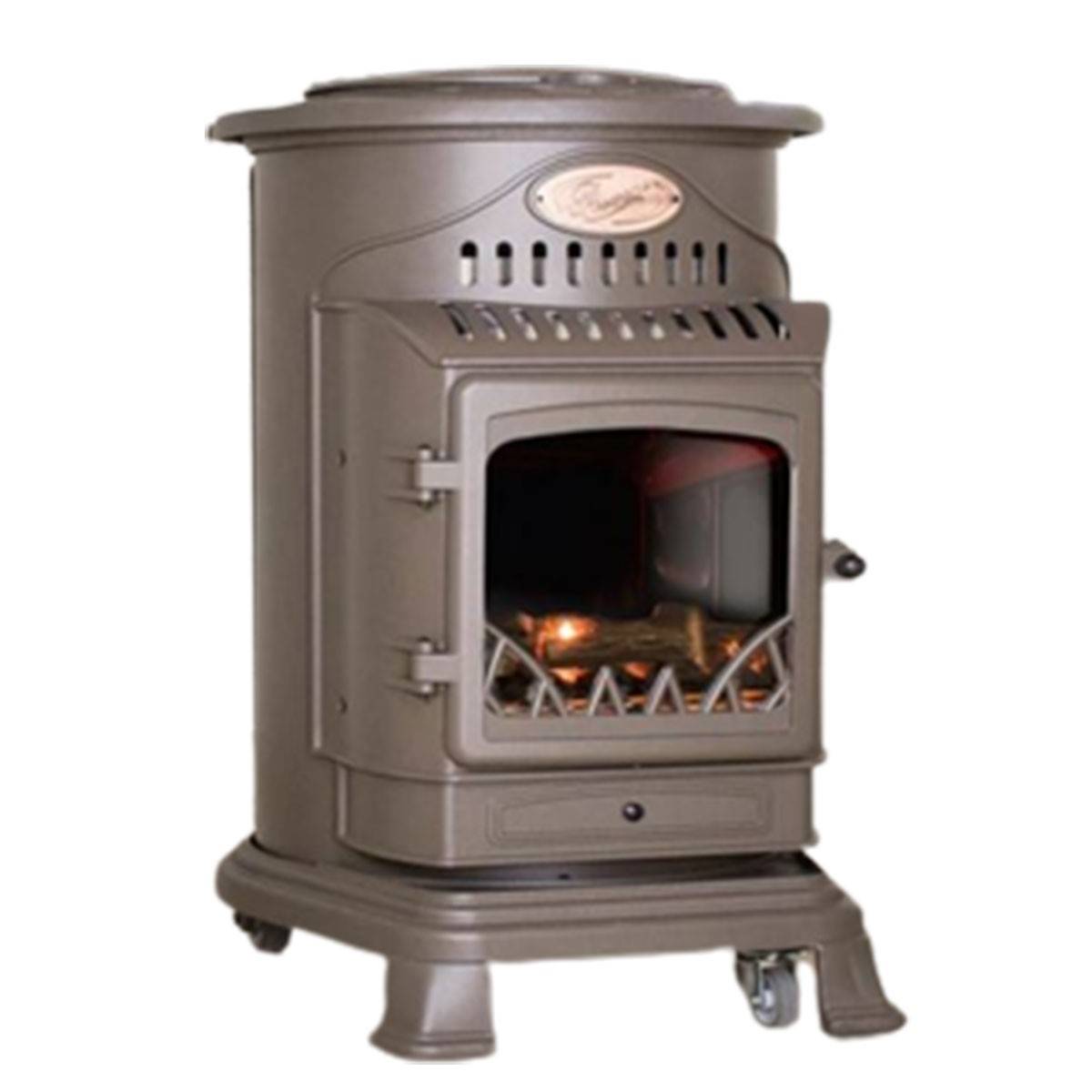 Universal - Poêle à gaz Fonte véritable 3,4KW Marron Effet feu Miel Provence UNIVERSAL - Imagen 1