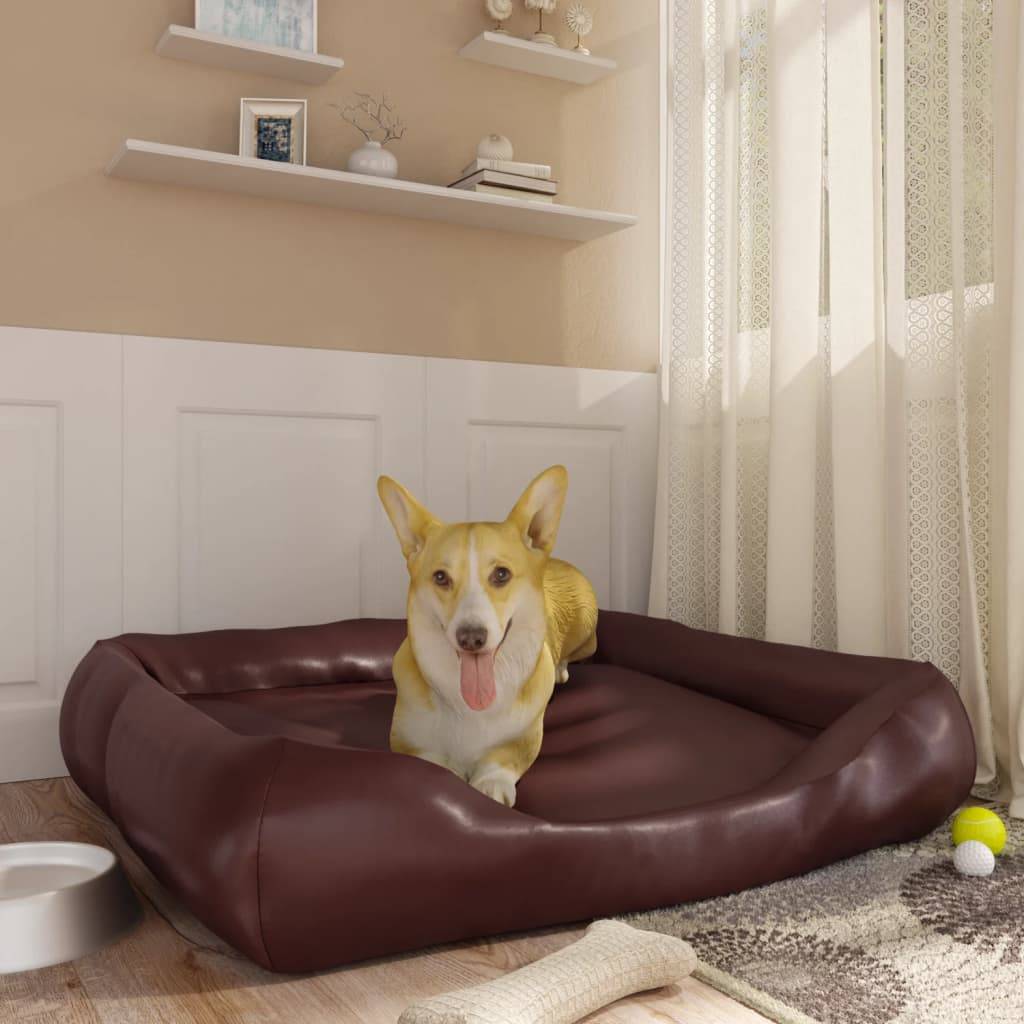 Vidaxl - Lit pour chien Marron 105x80x25 cm Similicuir vidaXL 171245 - Imagen 1