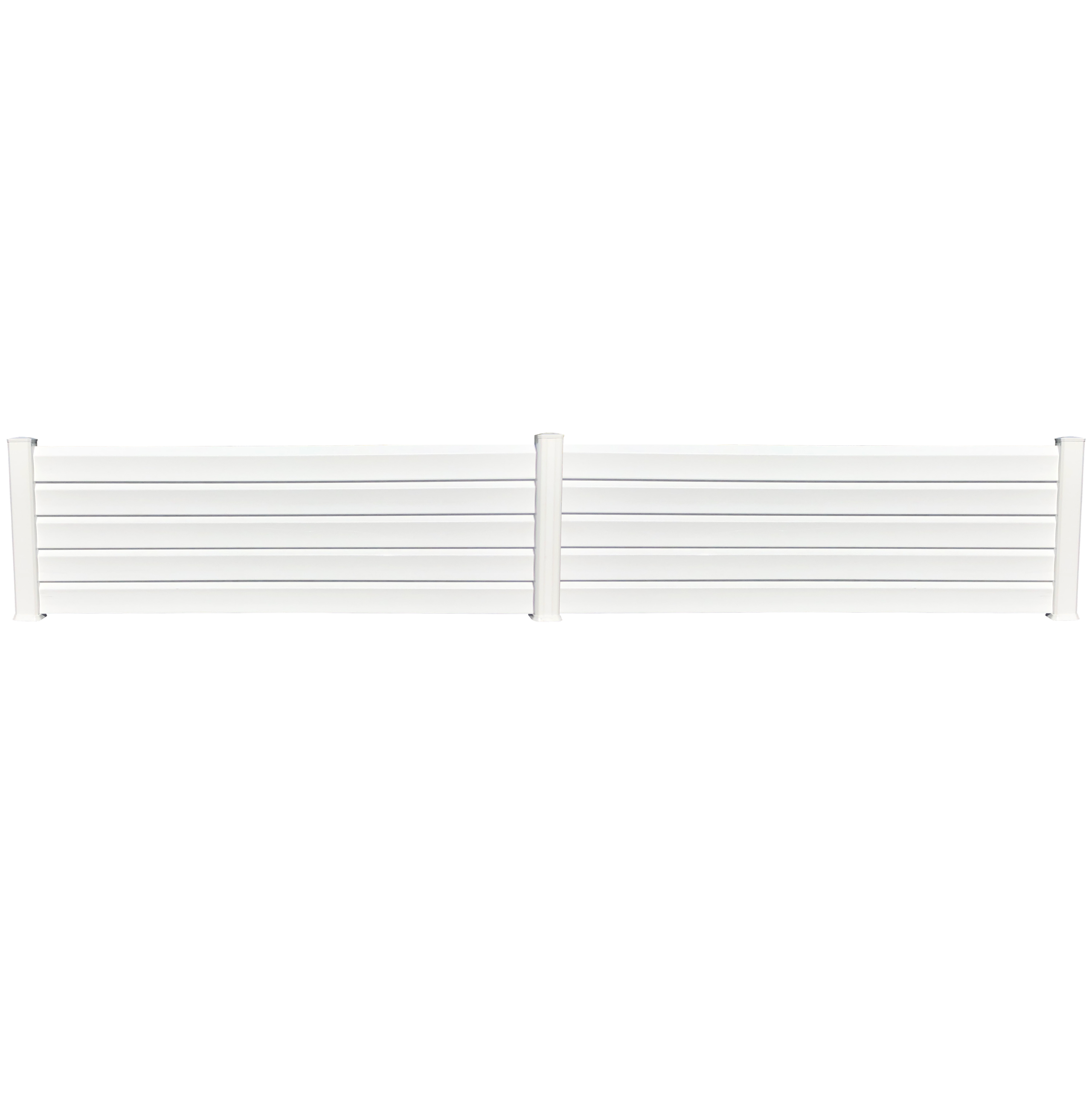Portail Packit - Clôture PVC Persienne 5 lames en kit - 2 éléments dim. L.4100 mm (poteaux compris) X H.700 mm Blanc