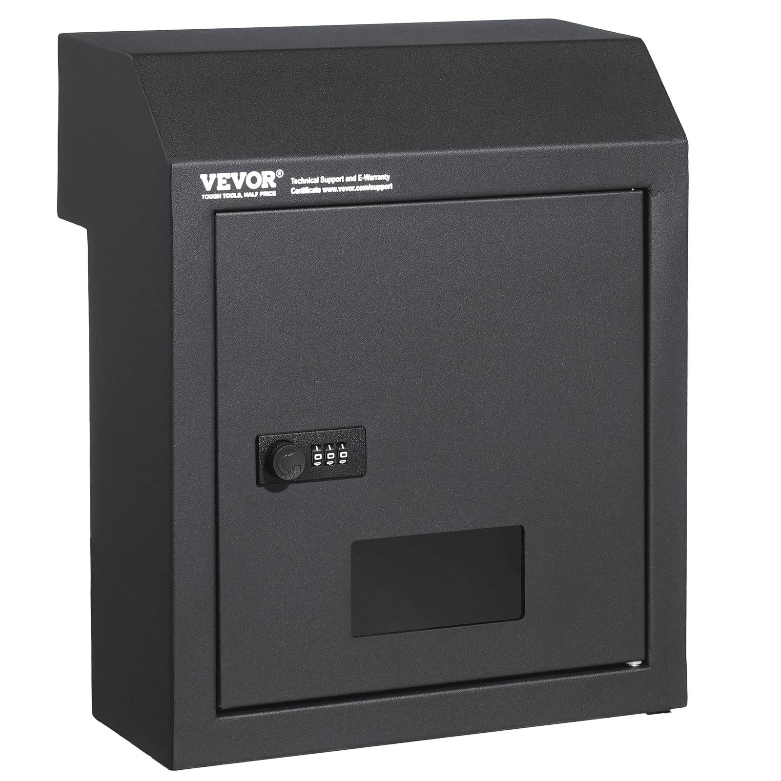 VEVOR Boîte aux lettres encastrable porte, 305x155x360 mm. Acier, verrou code, pour lettres, clés, maison.