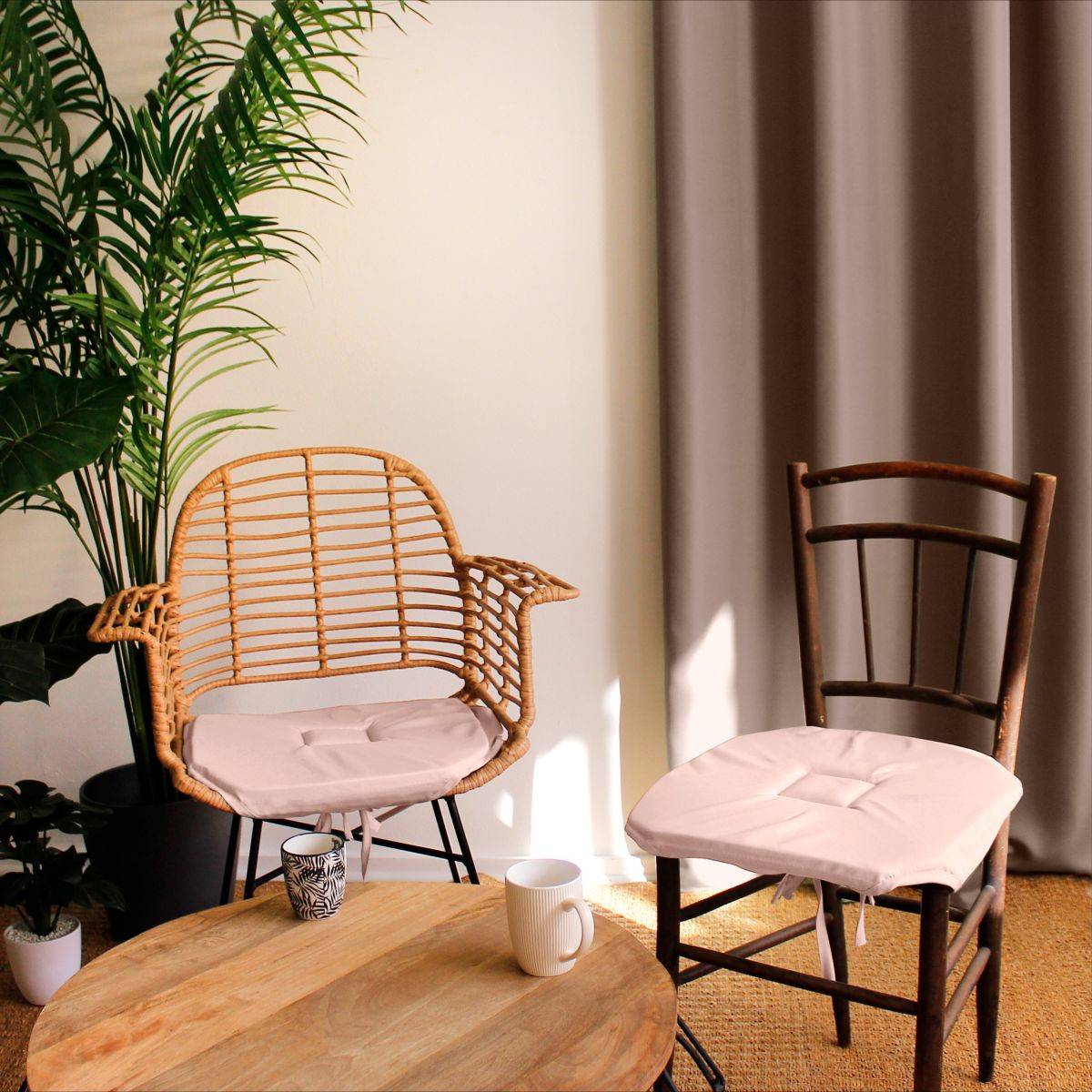 Enjoy Home - Galette de Chaise Uni "Basic" 40x40cm Vieux Rose - Imagen 2