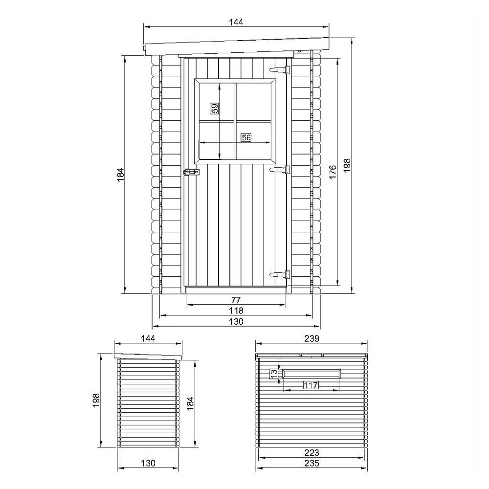 Timbela - Abri de jardin en bois l239xL144xH198 cm / 2.63 m² avec sol traité - Petit abri à outils, Local à vélos - 19 mm d’épaisseur - Timbela M306+M306G - Imagen 5