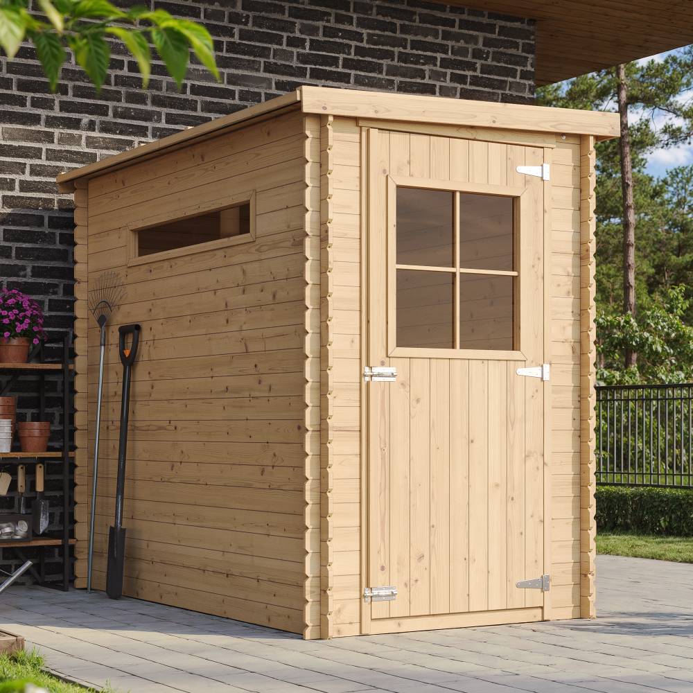 Timbela - Abri de jardin en bois l239xL144xH198 cm / 2.63 m² avec sol traité - Petit abri à outils, Local à vélos - 19 mm d’épaisseur - Timbela M306+M306G - Imagen 1