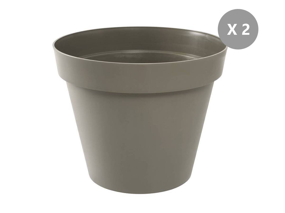 Eda - Lot de 2 Pots de fleur rond Toscane Ø 80 x H.66 cm Taupe - Eda - Imagen 1