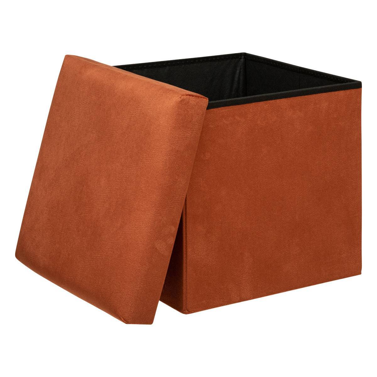 Atmosphera - Pouf pliant "Lilou" en velours 38x38cm ambre - Atmosphera Créateur d'intérieur - Imagen 3
