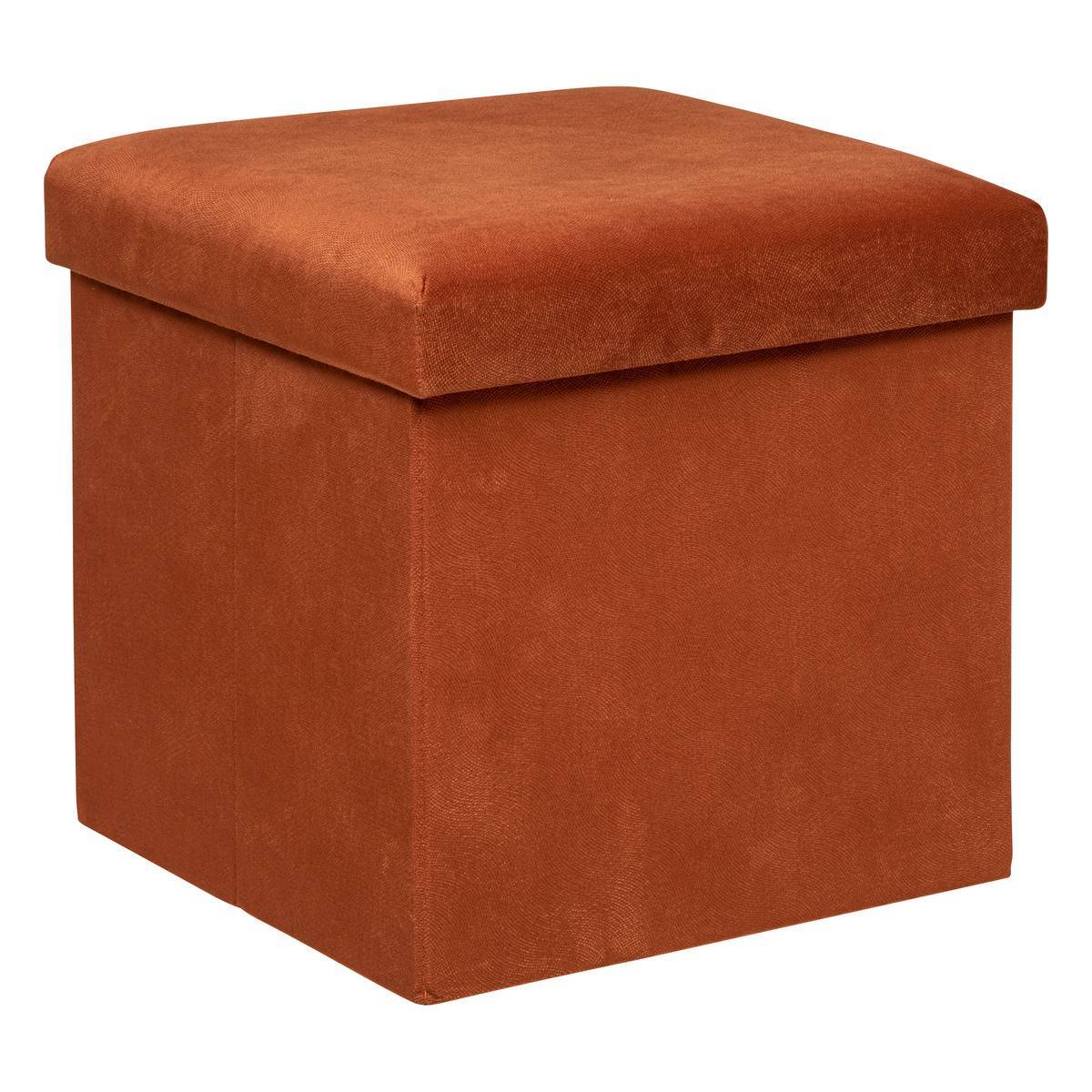 Atmosphera - Pouf pliant "Lilou" en velours 38x38cm ambre - Atmosphera Créateur d'intérieur - Imagen 1