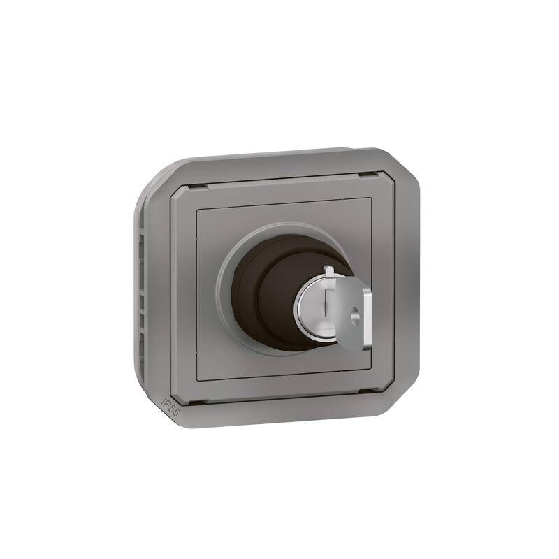 Legrand - Interrupteur à clé 2 positions PLEXO 10A 250V avec enjoliveur gris - LEGRAND - 069534L - Image 2