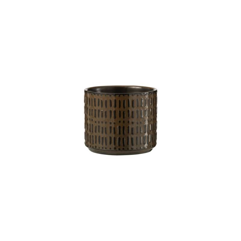 Cache-pot en céramique noir 12x12x10 cm - J-Line - Image 1