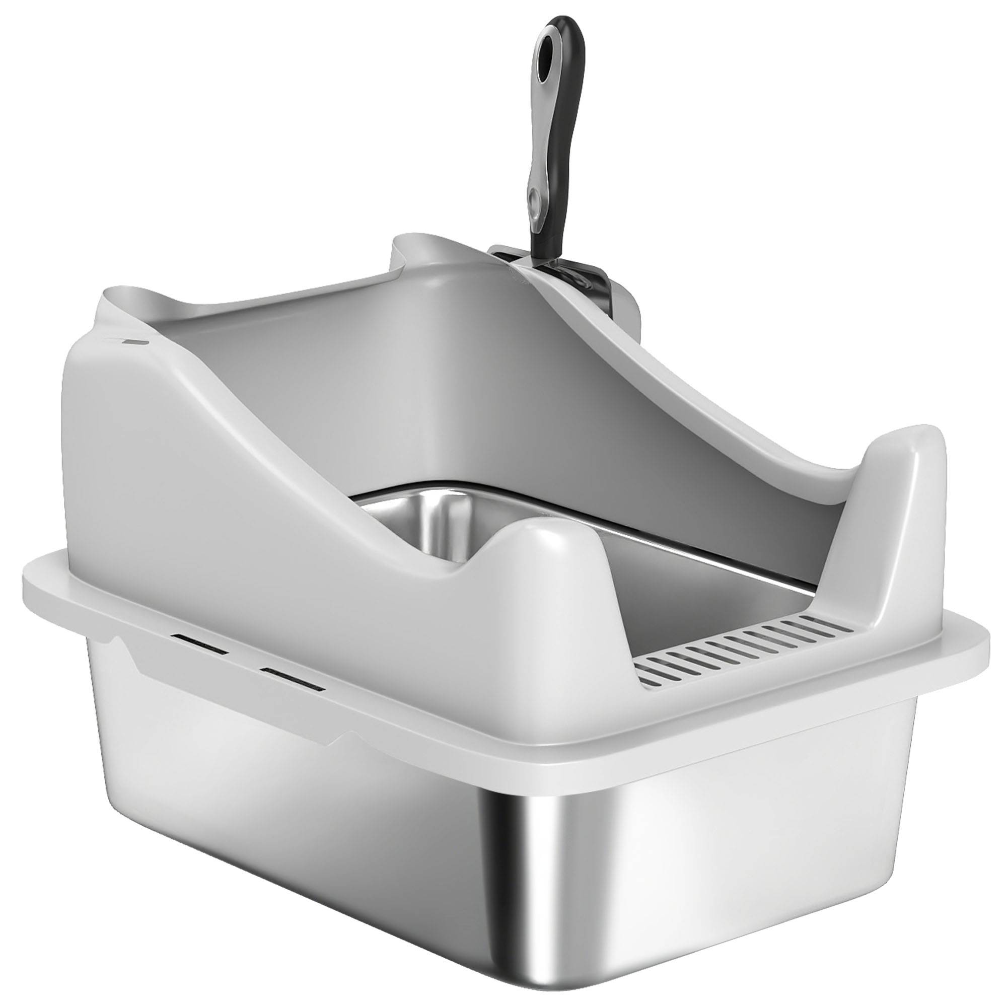 Bac à litière Acier inoxydable Pour chatons Confort 43.1cm Gris - ComfortXL Outdoor Living - Image 2