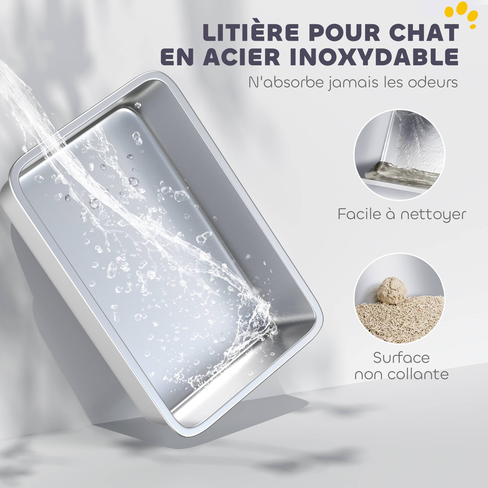 Bac à litière Acier inoxydable Pour chatons Confort 43.1cm Gris - ComfortXL Outdoor Living - Image 6