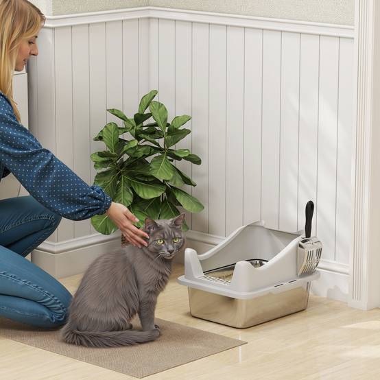 Bac à litière Acier inoxydable Pour chatons Confort 43.1cm Gris - ComfortXL Outdoor Living - Image 3