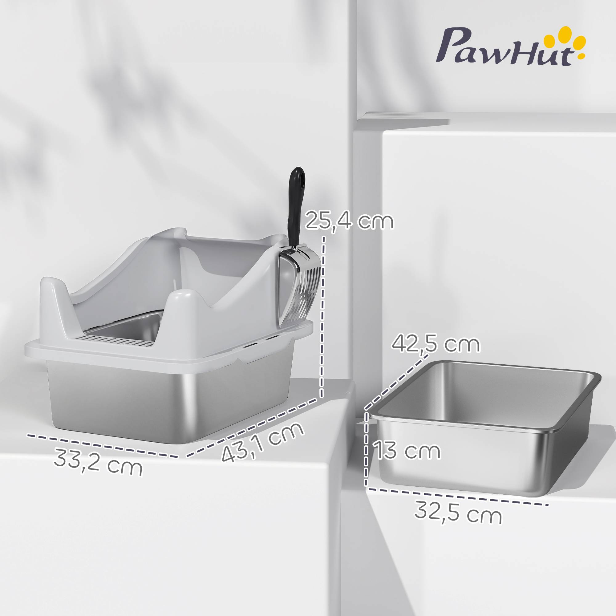 Bac à litière Acier inoxydable Pour chatons Confort 43.1cm Gris - ComfortXL Outdoor Living - Image 5
