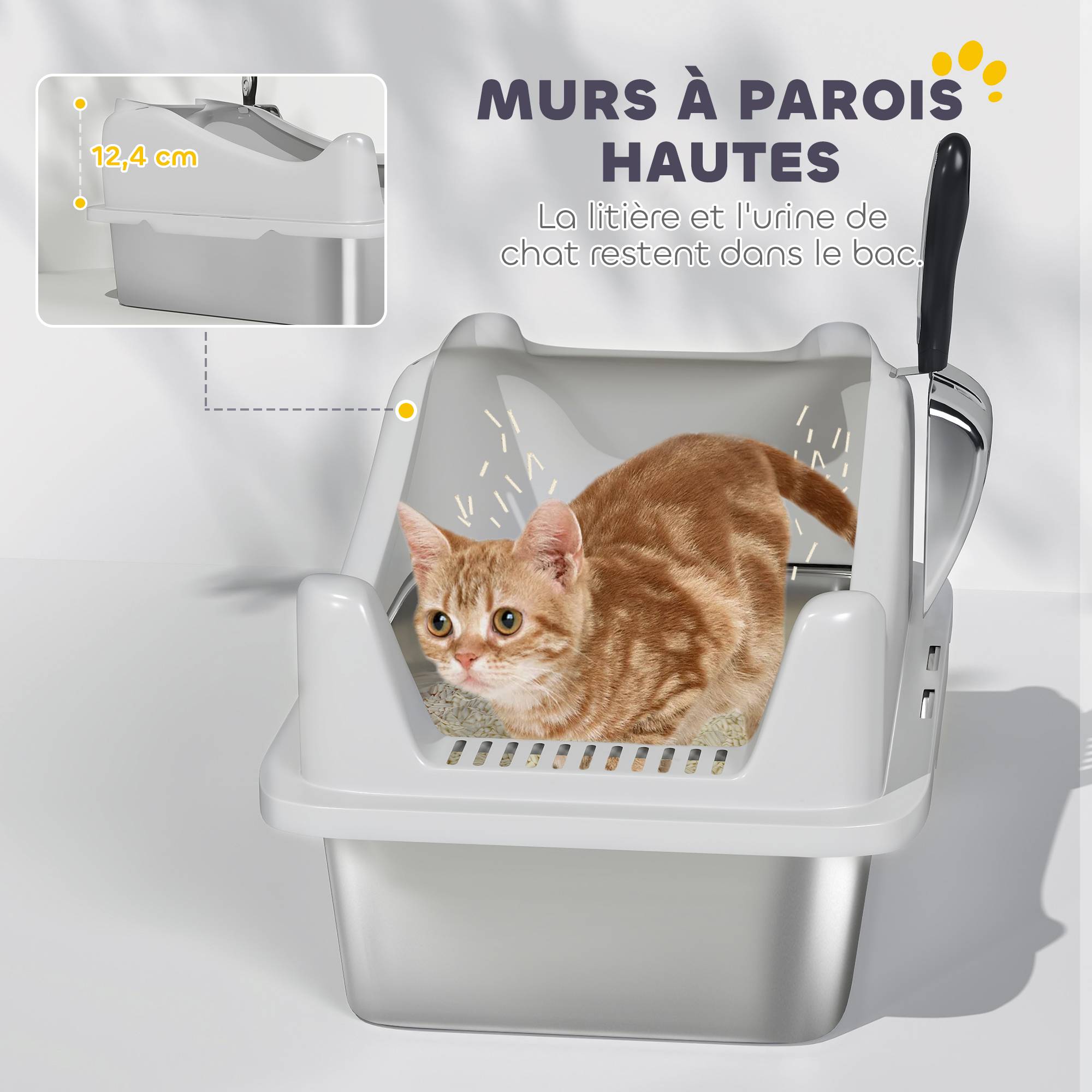 Bac à litière Acier inoxydable Pour chatons Confort 43.1cm Gris - ComfortXL Outdoor Living - Image 8