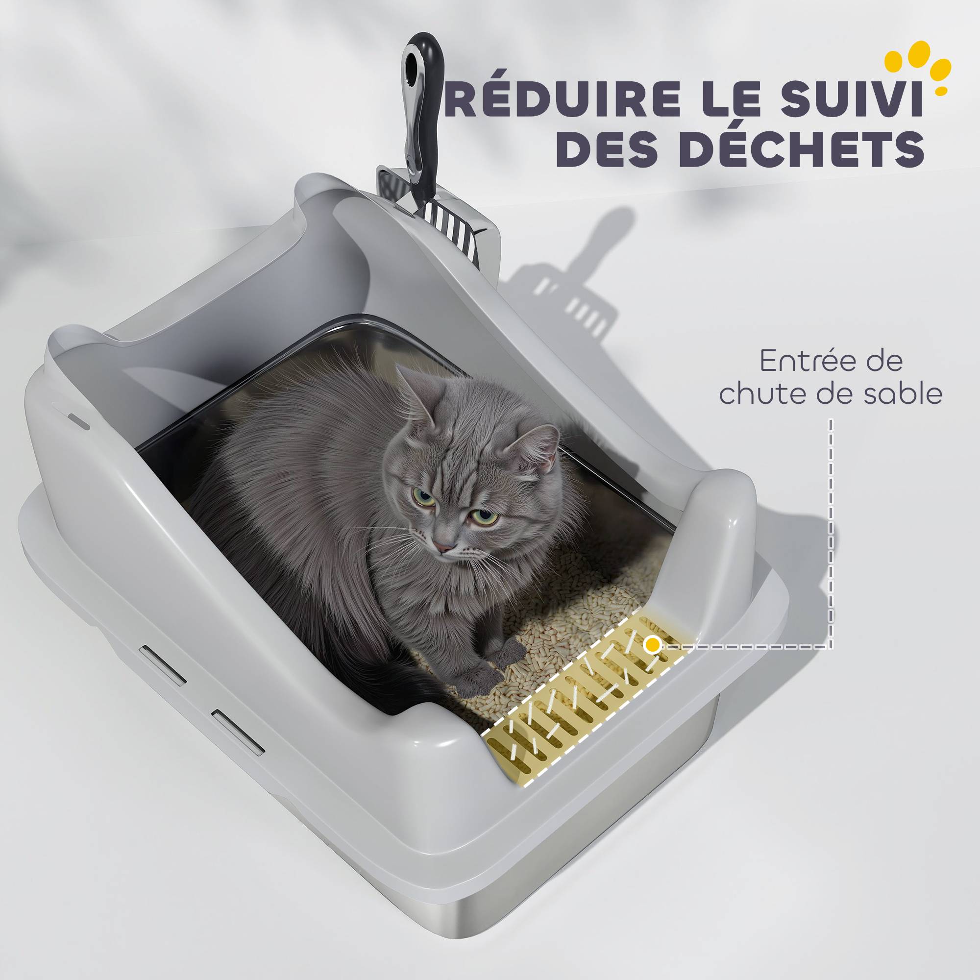 Bac à litière Acier inoxydable Pour chatons Confort 43.1cm Gris - ComfortXL Outdoor Living - Image 9