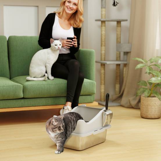 Bac à litière Acier inoxydable Pour chatons Confort 43.1cm Gris - ComfortXL Outdoor Living - Image 4