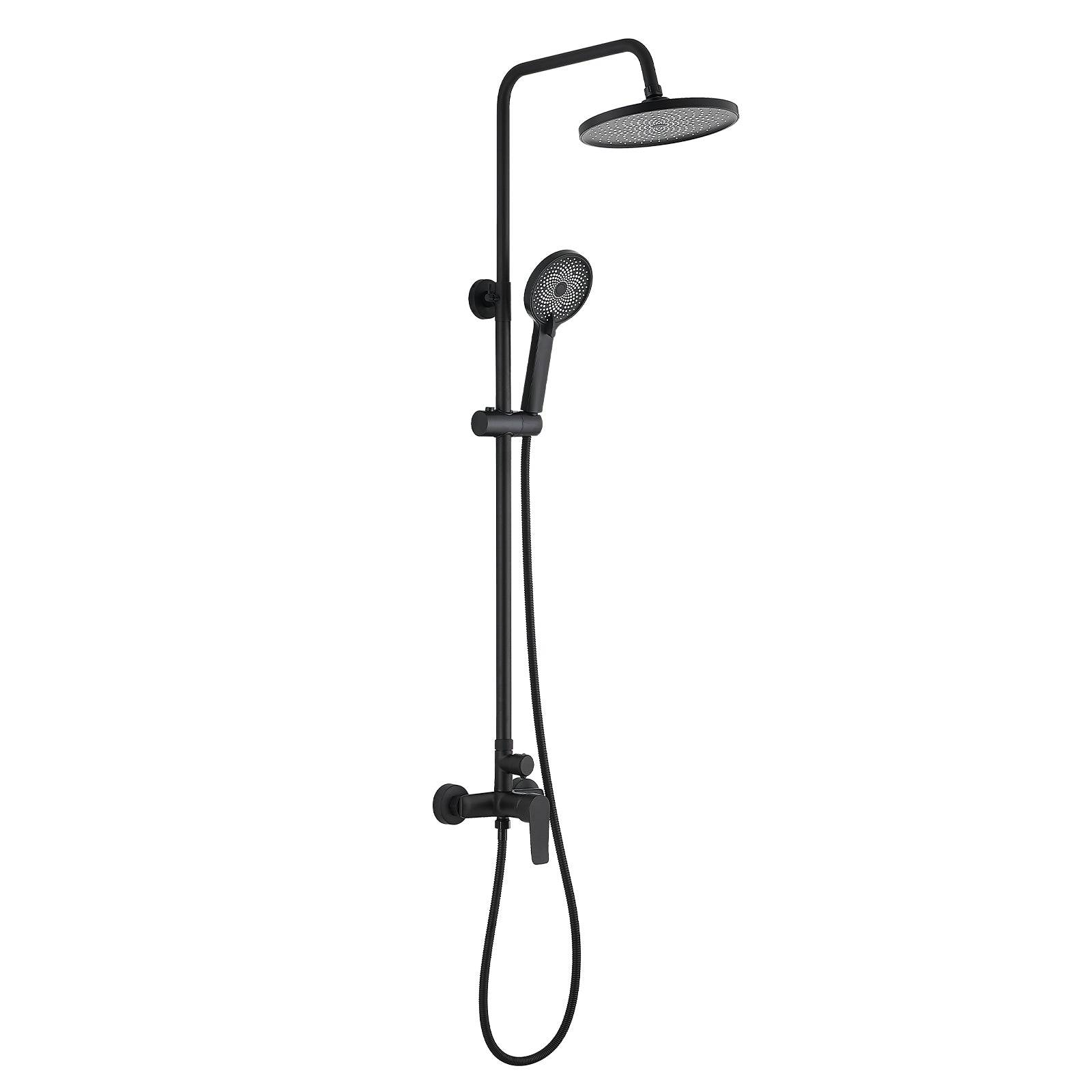 Teeno - Colonne de douche avec tête de douche ronde et manchette en ABS avec 3 jets, Noir