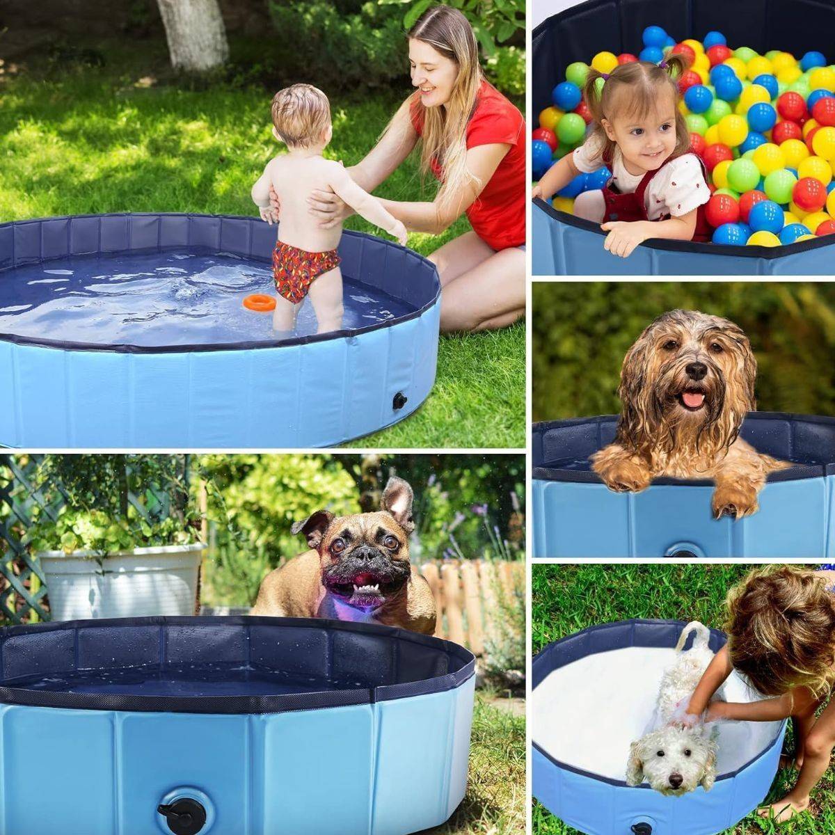 Piscine pour Chien PVC 120x30 cm Sol Antidérapant Jeu d'eau pour Animaux KZ GARDEN - Imagen 5