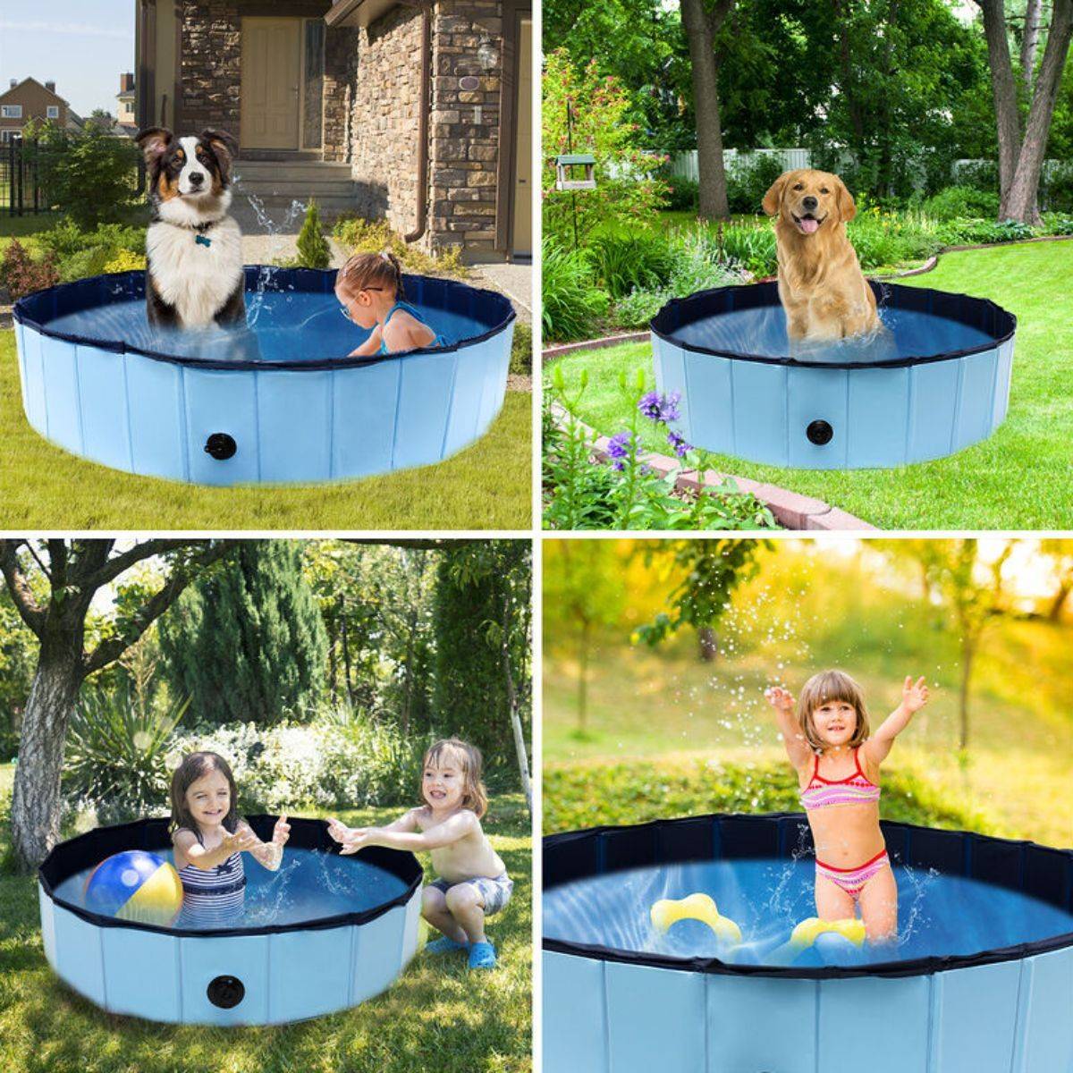 Piscine pour Chien PVC 120x30 cm Sol Antidérapant Jeu d'eau pour Animaux KZ GARDEN - Imagen 8