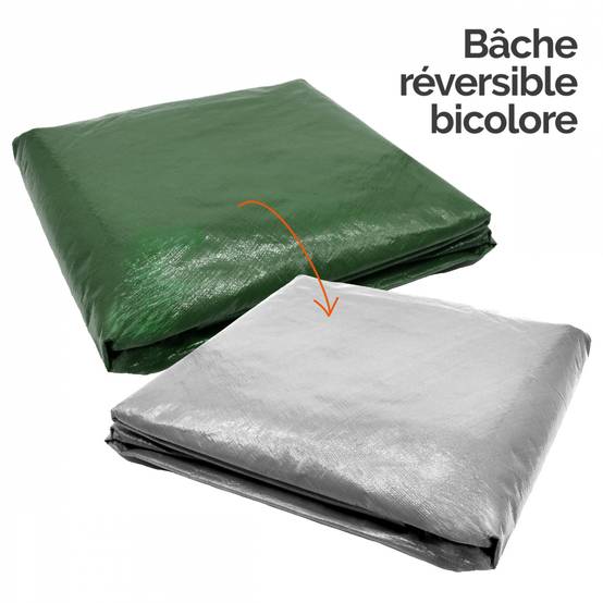 Linxor - Bâche de protection extérieure universelle imperméable réversible avec œillets - 150g - Gris et vert - 4 x 5 m - Linxor - Imagen 4