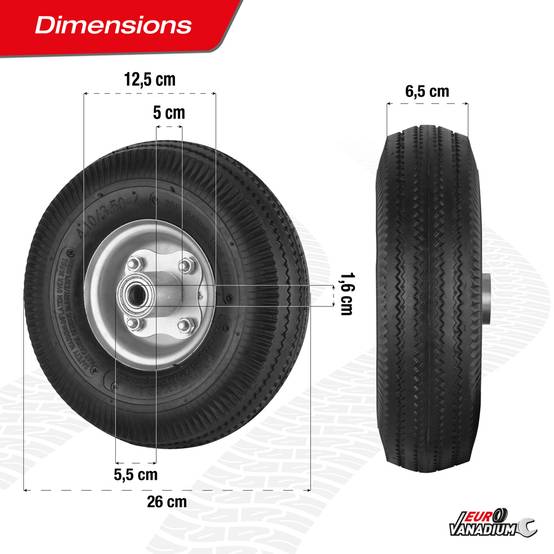Sans Marque - Roue gonflable 260mm alésage 18mm - Image 3
