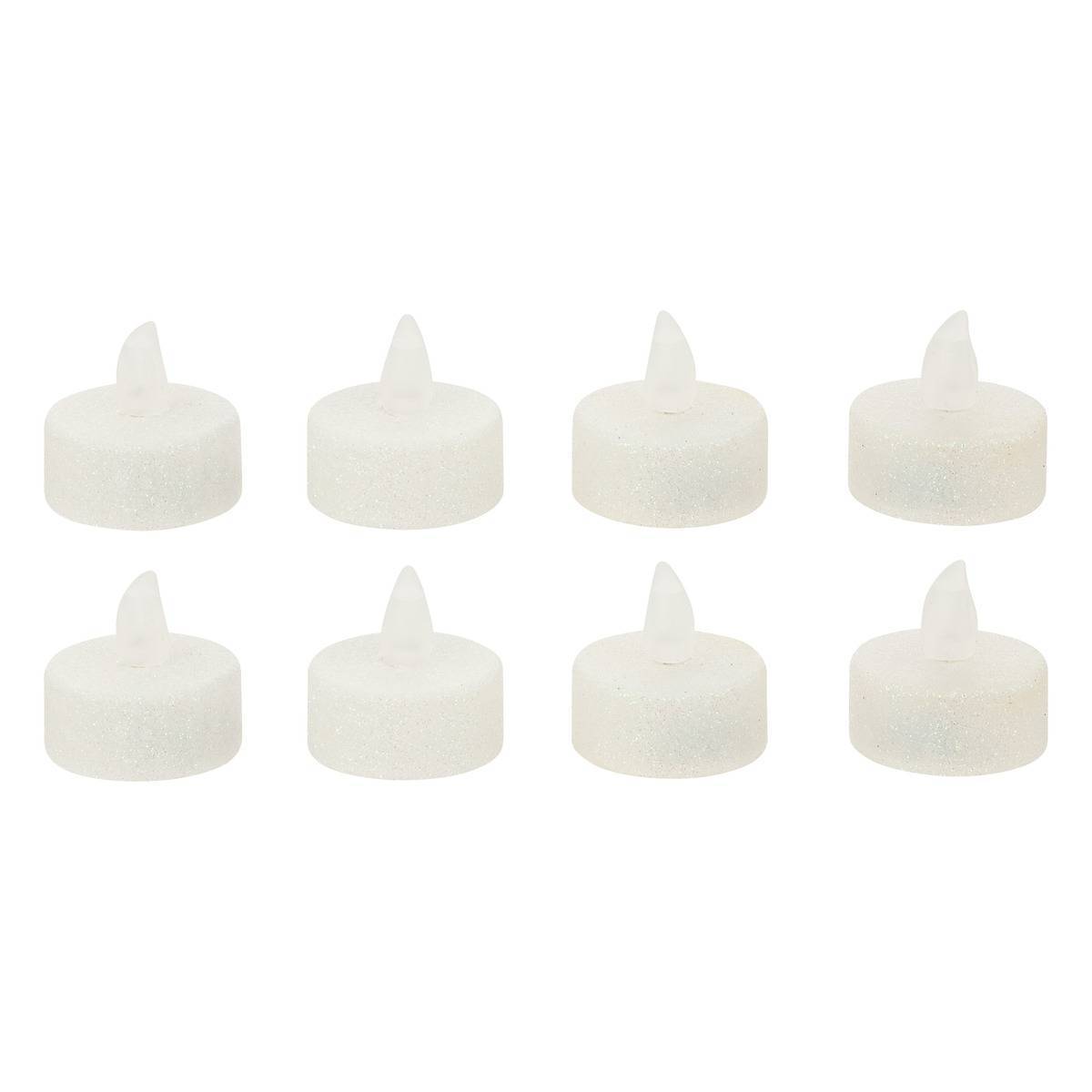 Fééric Lights & Christmas - Lot de 8 bougies chauffe-plats LED pailletées blanc - Feeric Lights & Christmas - Imagen 1