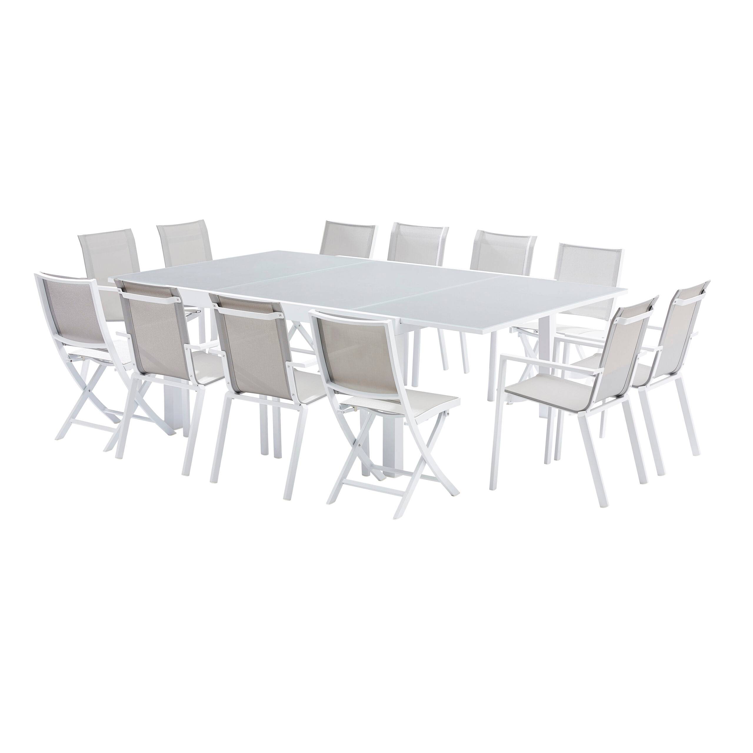 Wilsa Garden - Ensemble de jardin en aluminium blanc extensible 8/12 P WHITESTAR avec 8 fauteuils et 4 chaises - Imagen 2