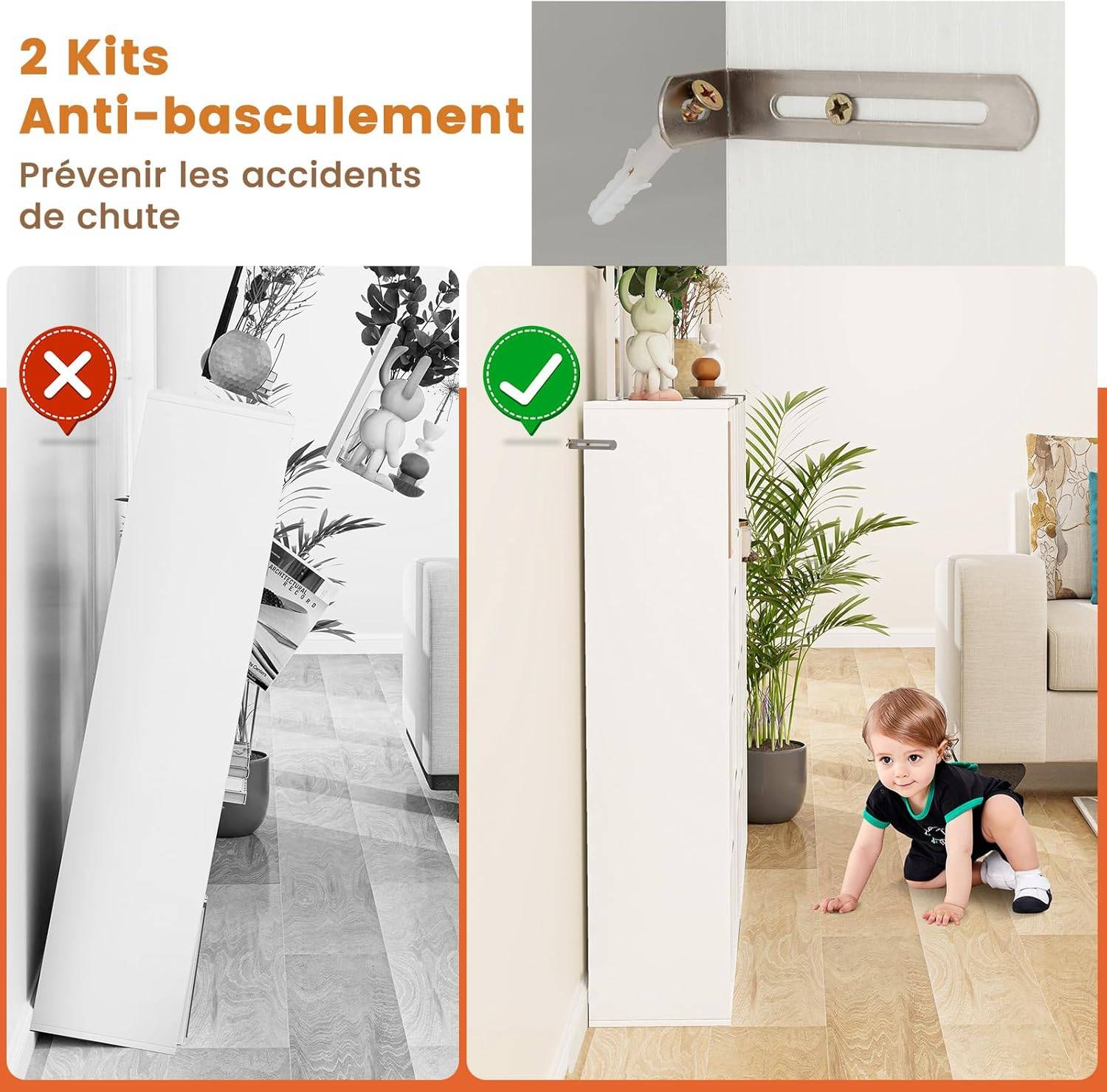 Bibliothèque à 11 Cubes, Étagère avec Compartiments Ouvertes, Meuble de Rangement pour Salon, Chambre, Bureau, 24 x 74 x 106 cm, Blanc - Image 7