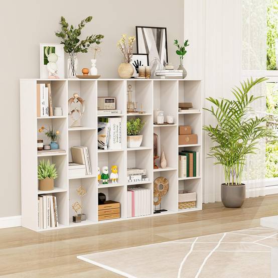 Bibliothèque à 11 Cubes, Étagère avec Compartiments Ouvertes, Meuble de Rangement pour Salon, Chambre, Bureau, 24 x 74 x 106 cm, Blanc - Image 5