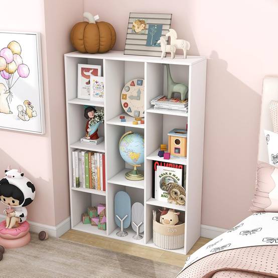 Bibliothèque à 11 Cubes, Étagère avec Compartiments Ouvertes, Meuble de Rangement pour Salon, Chambre, Bureau, 24 x 74 x 106 cm, Blanc - Image 4
