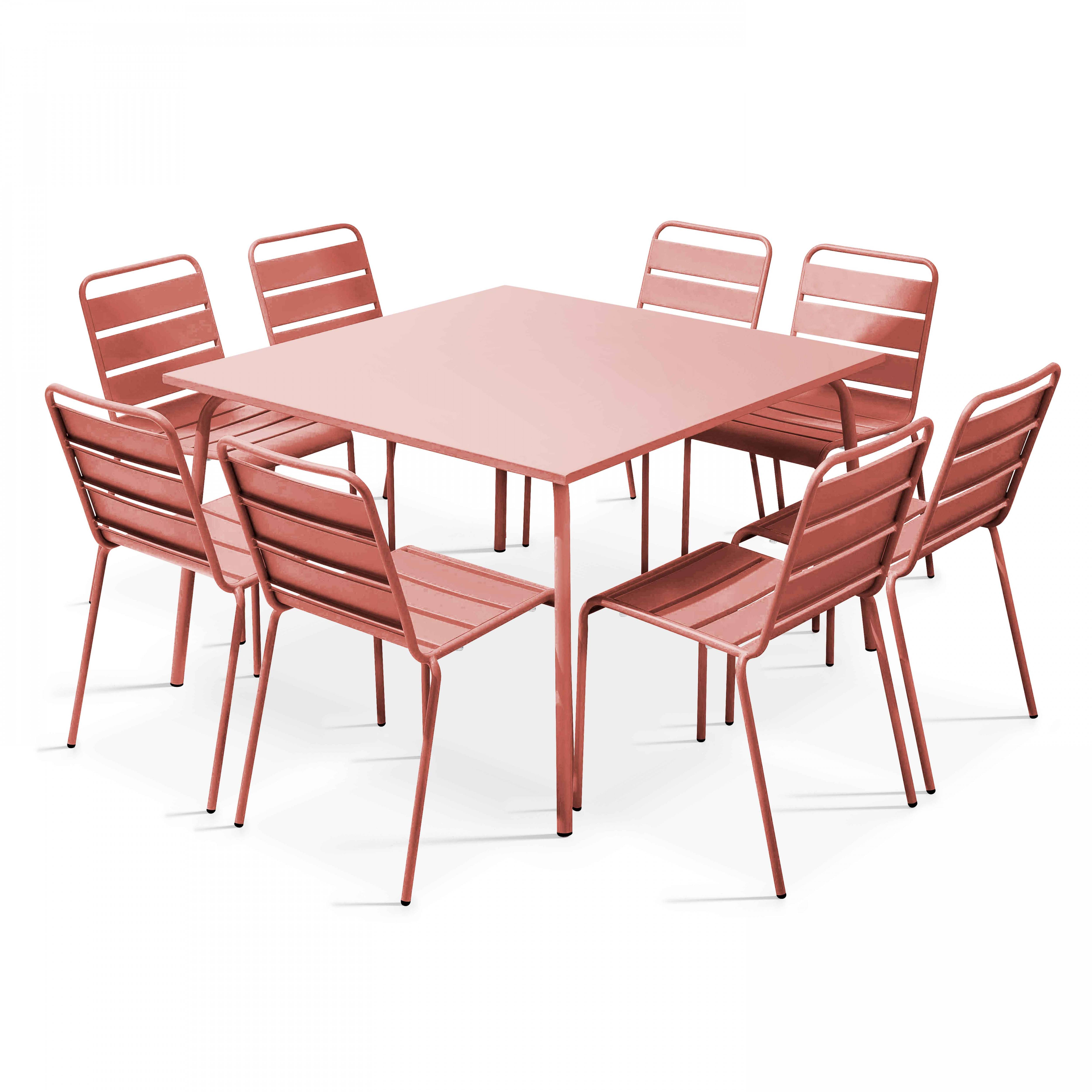 Oviala - Ensemble table de jardin et 8 chaises en métal argile Palavas - Oviala - Imagen 1