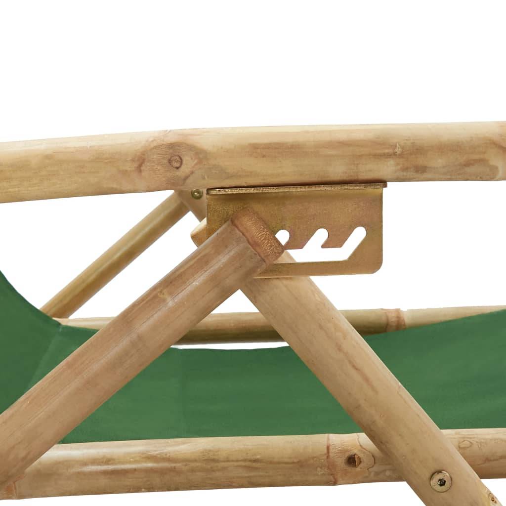 Chaise de jardin | Chaise de relaxation inclinable Vert Bambou et tissu - Image 7