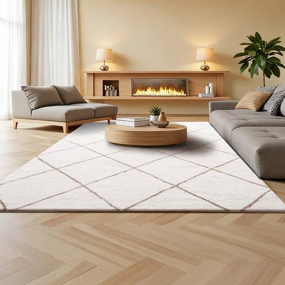 VEVOR Tapis Salon Chambre Poil Long Peluche Envers Antidérapant 2,44x3,05m Beige - Image 8