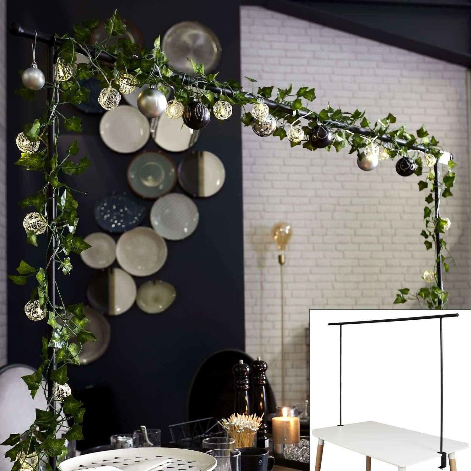 The Home Deco Factory - Barre de décoration de table ajustable intérieure/extérieure L. de 139 à 250 cm x H. 90 cm - Noir - The Home Deco Factory - Imagen 5
