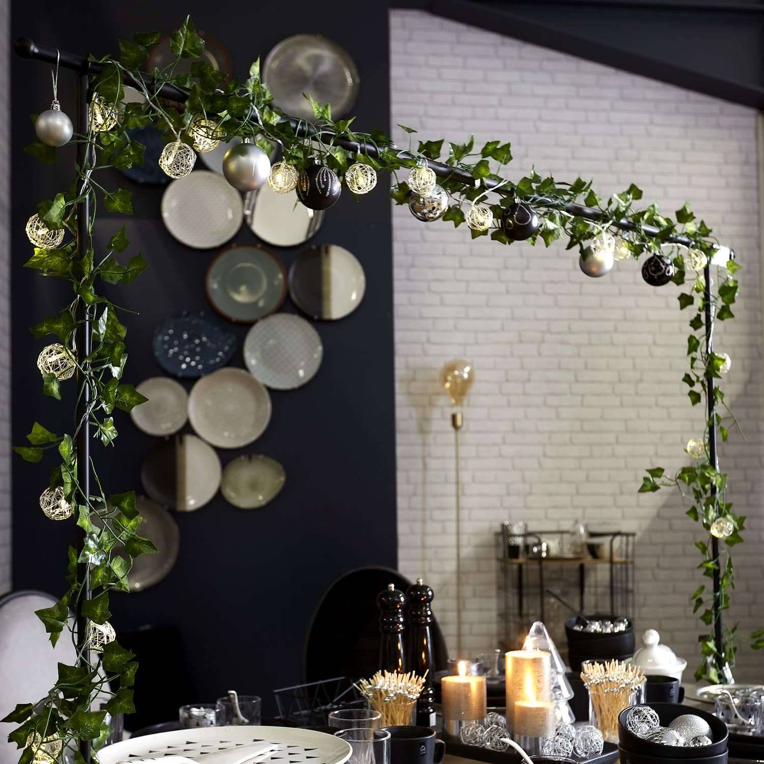 The Home Deco Factory - Barre de décoration de table ajustable intérieure/extérieure L. de 139 à 250 cm x H. 90 cm - Noir - The Home Deco Factory - Imagen 4