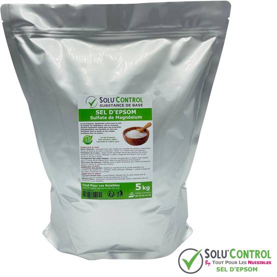 SOLU'CONTROL - Sel d'Epsom 5 kg - Sulfate de Magnésium 100% Pur et Naturel - Soin du Corps, Fertilisant et Apport en Magnésium pour plantes - Image 2