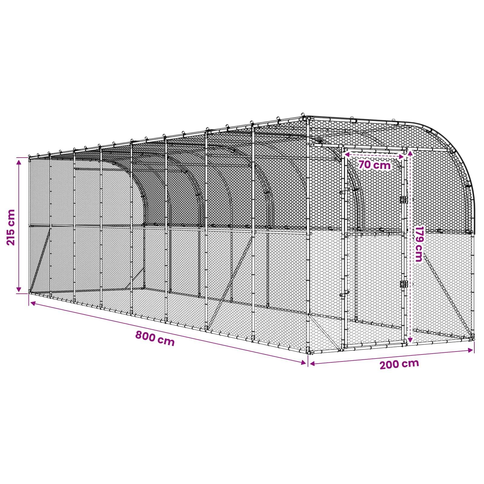 Vidaxl - Poulailler contre le mur Argenté 600 x 150 x 215 cm vidaXL 3434738 - Image 3