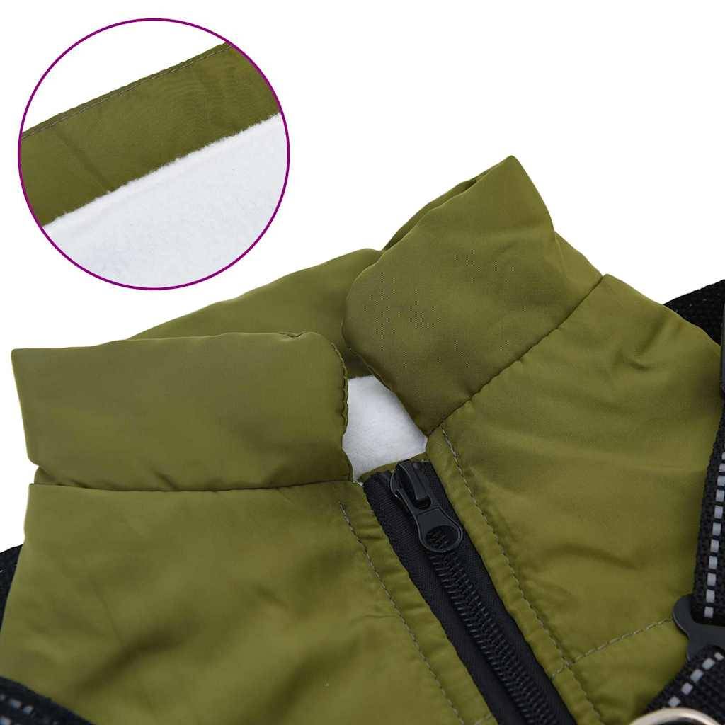 Manteau pour chien polaire imperméable avec harnais pour promenade hiver Vert Armée L40 – ComfortXL Pet Living - Image 4