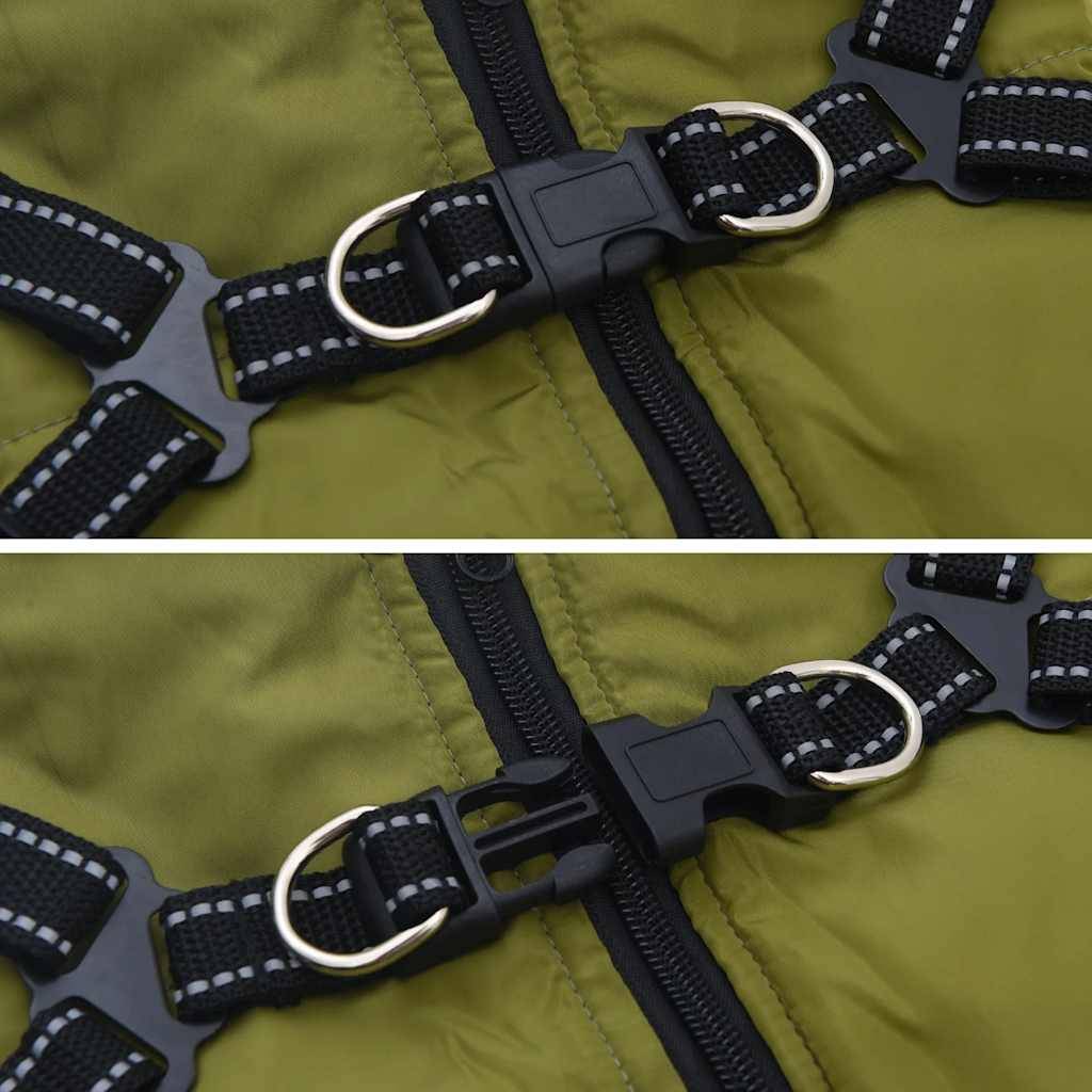 Manteau pour chien polaire imperméable avec harnais pour promenade hiver Vert Armée L40 – ComfortXL Pet Living - Image 5