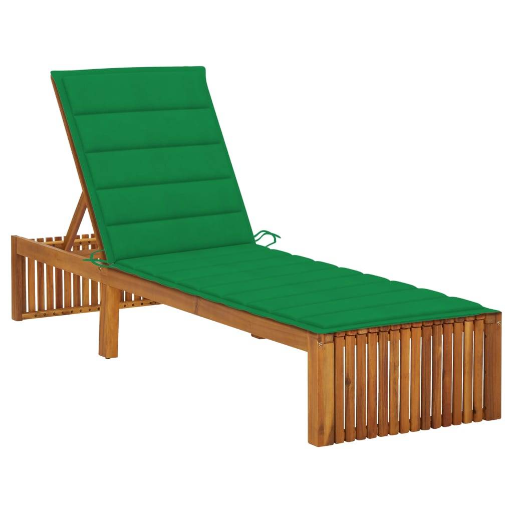 Helloshop26 - Transat chaise longue bain de soleil lit de jardin terrasse meuble d'extérieur avec coussin bois d'acacia solide - Imagen 1