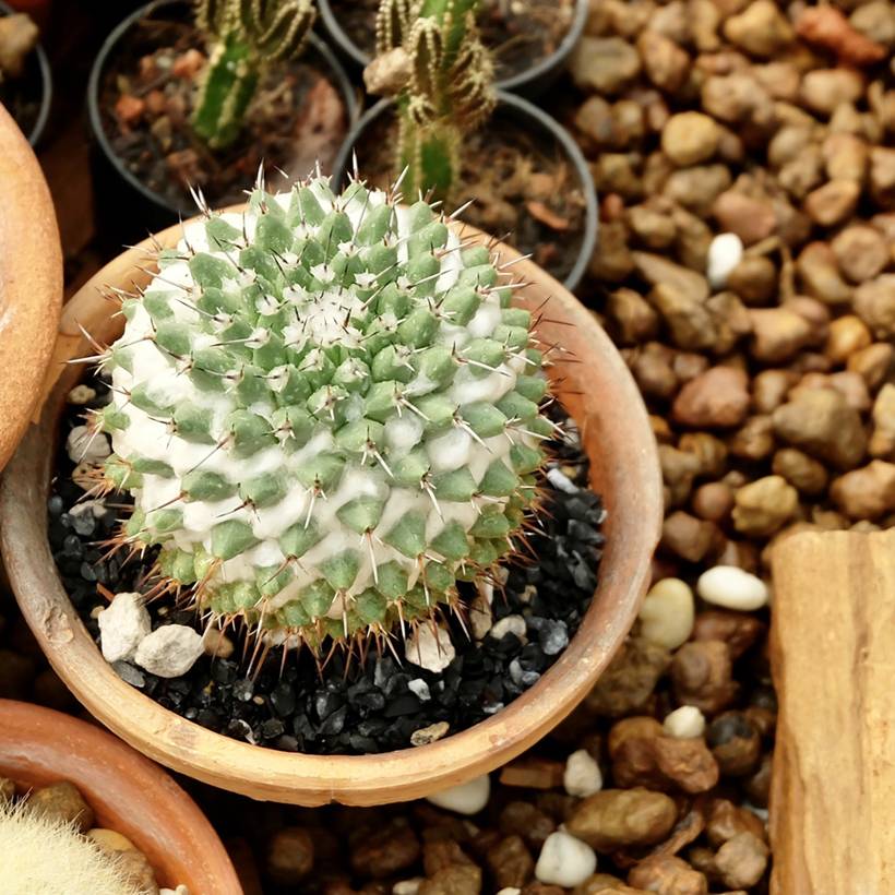 Promesse de Fleurs - Cactus - Mammillaria Toluca Pot de 4L/5L, 18/20 diamètre