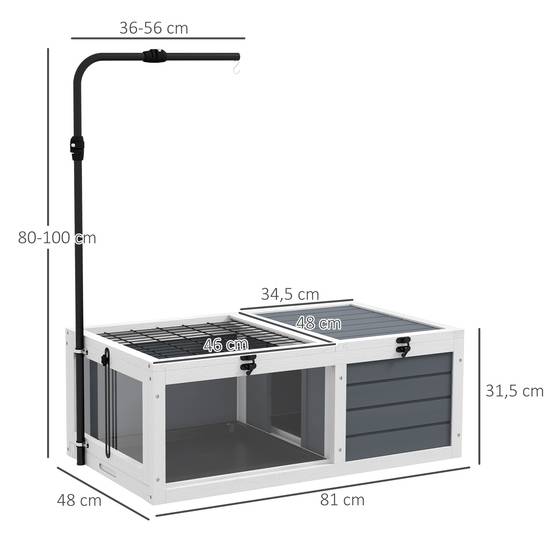 Maison enclos cage pour petit animal tortue avec 2 espaces support de lampe réglable 81 x 48 x 31,5 cm gris - Image 5